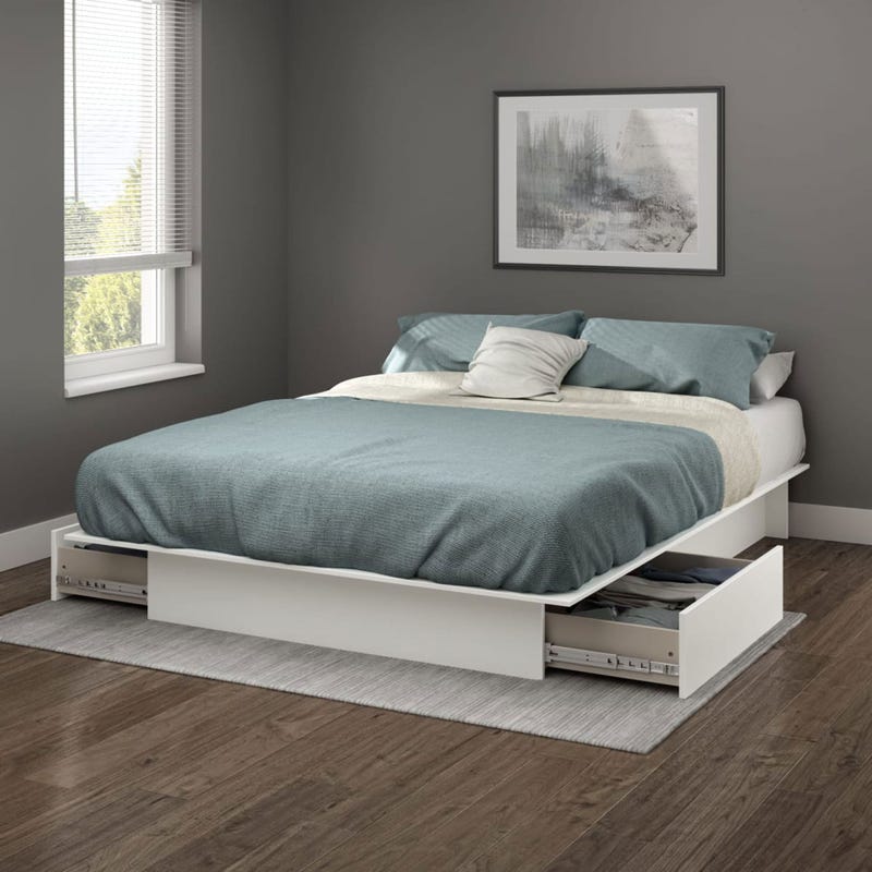 South Shore Furnitures Step One Double Platform Bed - Pure White