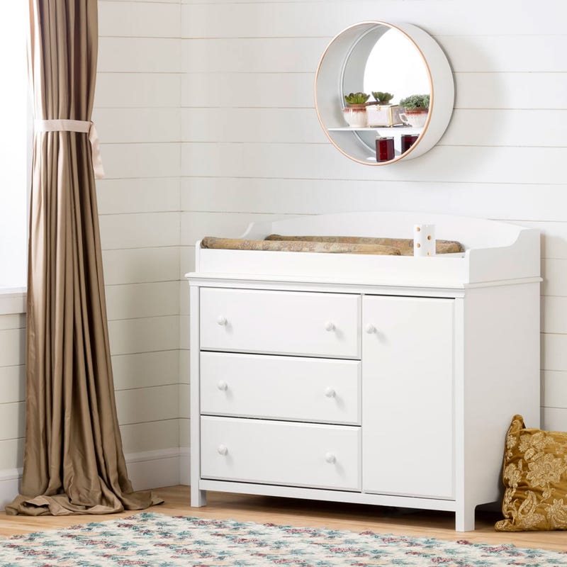 South Shore Furnitures Cotton Candy Changing Table with Station - Pure White