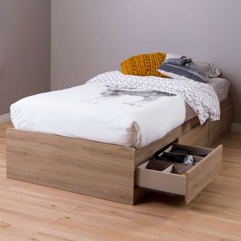 Fynn Twin Mates Bed with 3 Drawers - Rustic Oak