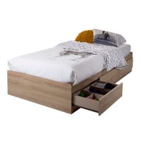 Fynn Twin Mates Bed with 3 Drawers - Rustic Oak