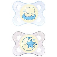 Night Orthodontic Pacifier 0-6months Set of 2 - Blue Glow in the Dark