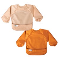 Mess-proof Full Sleeve Bib 2 Pack - Sand / Cinnamon
